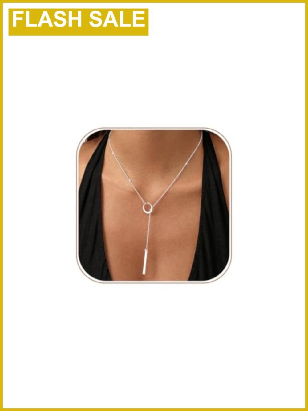 Dainty Long Pendant Y Necklace 14K Gold Plated